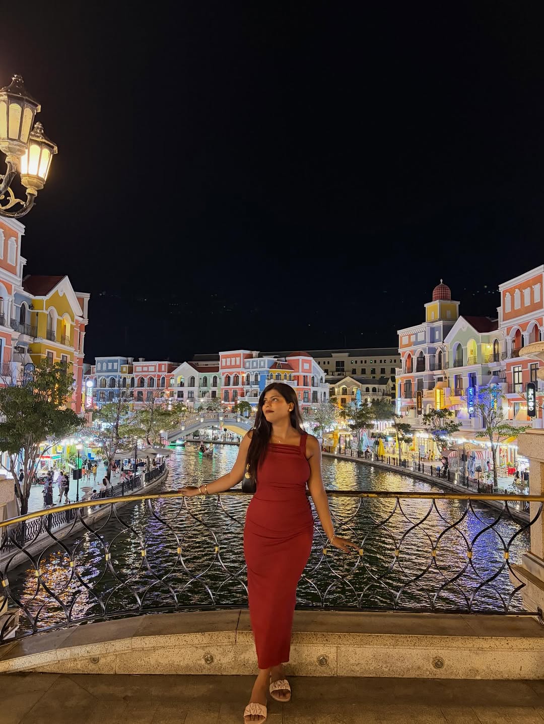 Customer photo 3 of Solid Ruched Sleeveless Ribbed Knit Dress In Cherry Red