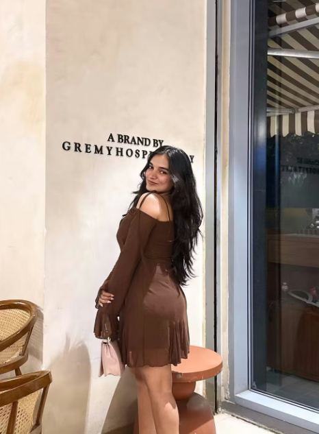 Customer photo 1 of Solid Color V-Neck Bow Tie Waist Dress In Chocolate Brown