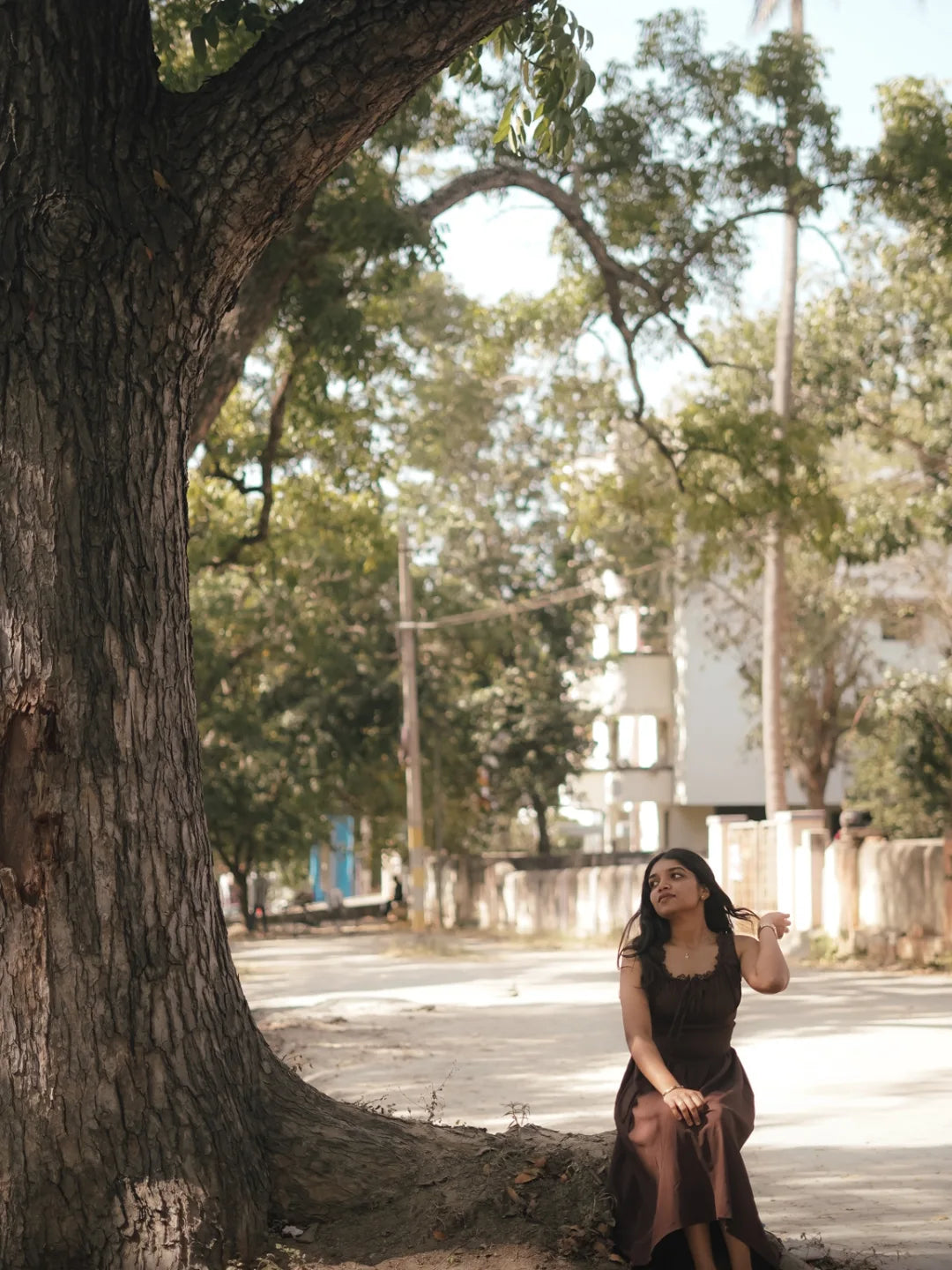 Customer photo 3 of Solid Ruched Bust Dress In Chocolate Fondae
