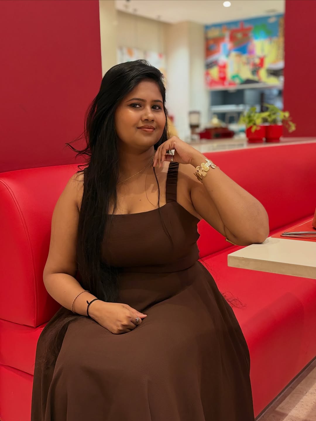 Customer photo 2 of Criss-Cross Waist Fit & Flare Midi Dress in Chocolate