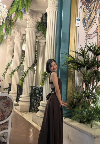 Customer photo 3 of Criss-Cross Waist Fit & Flare Midi Dress in Chocolate