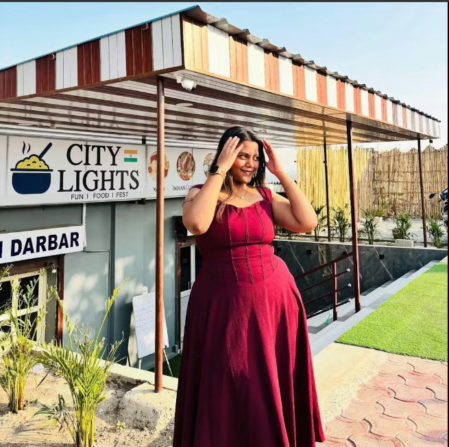 Customer photo 8 of Maroon Faux Fishbone Design Romantic One-Shoulder Dress