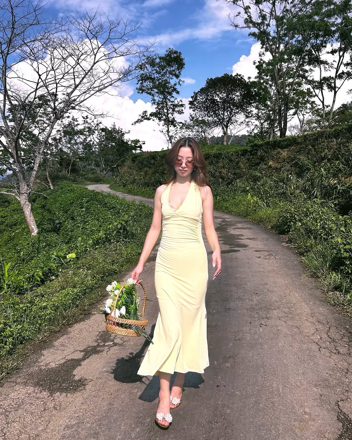 Customer photo 2 of Deep V Neck Halter Backless Maxi Dress in Vanilla