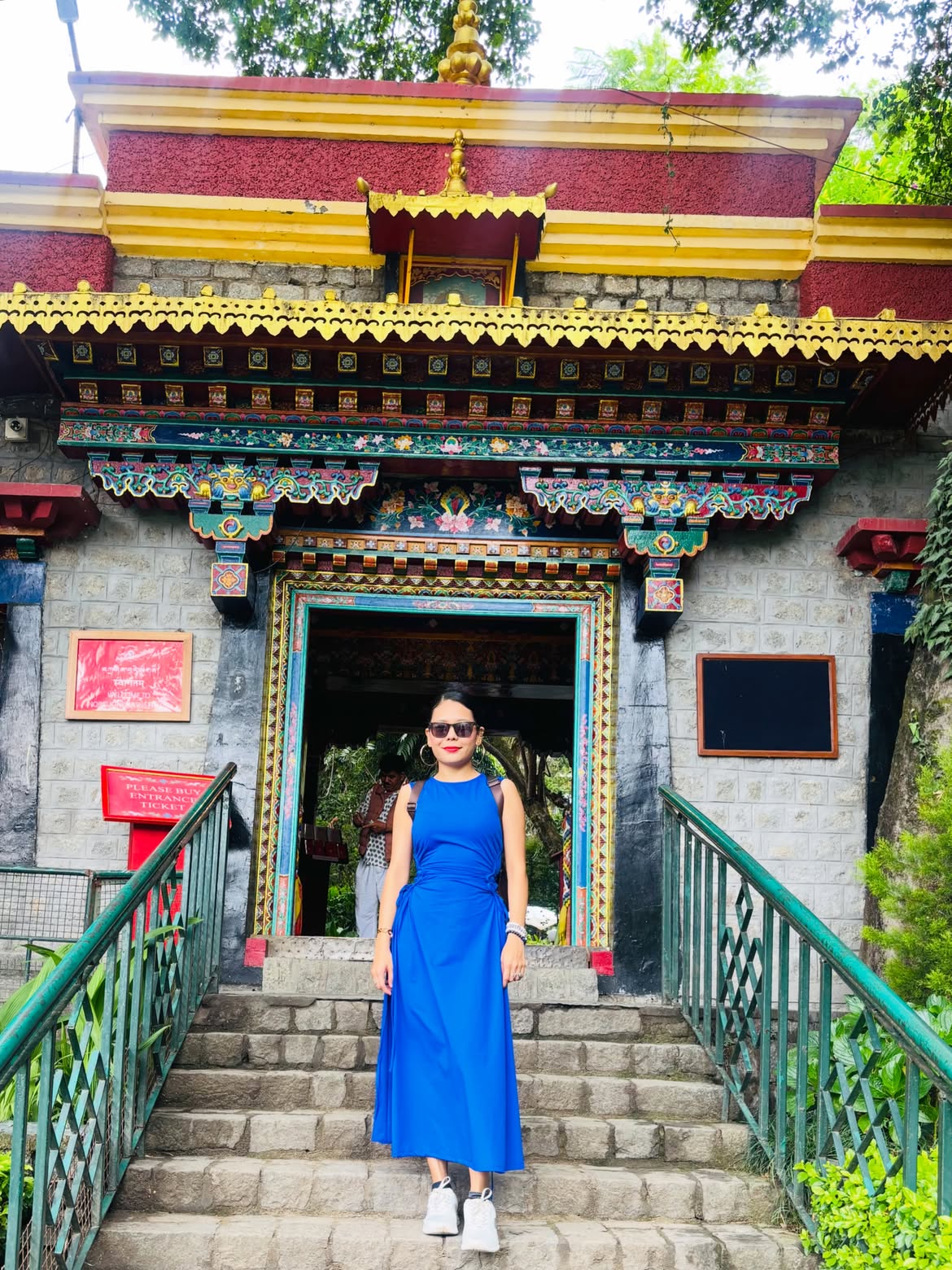 Customer photo 3 of Royal Blue Sleeveless Midi Dress with Side Ruched Detail