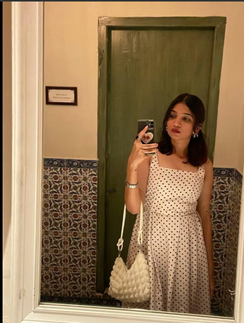 Customer photo 3 of Vintage-Inspired Polka Dot Fit and Flare Midi Dress in White