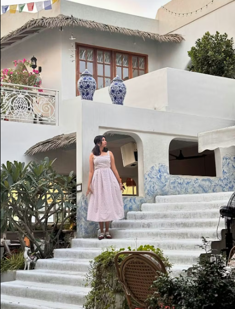 Customer photo 4 of Vintage-Inspired Polka Dot Fit and Flare Midi Dress in White