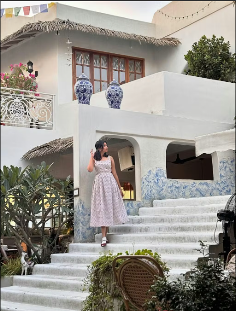 Customer photo 5 of Vintage-Inspired Polka Dot Fit and Flare Midi Dress in White