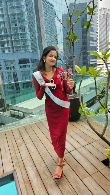 Customer photo 4 of Off Shoulder Mesh Ruched Fitted Dress With Long Sleeve in Dark Red