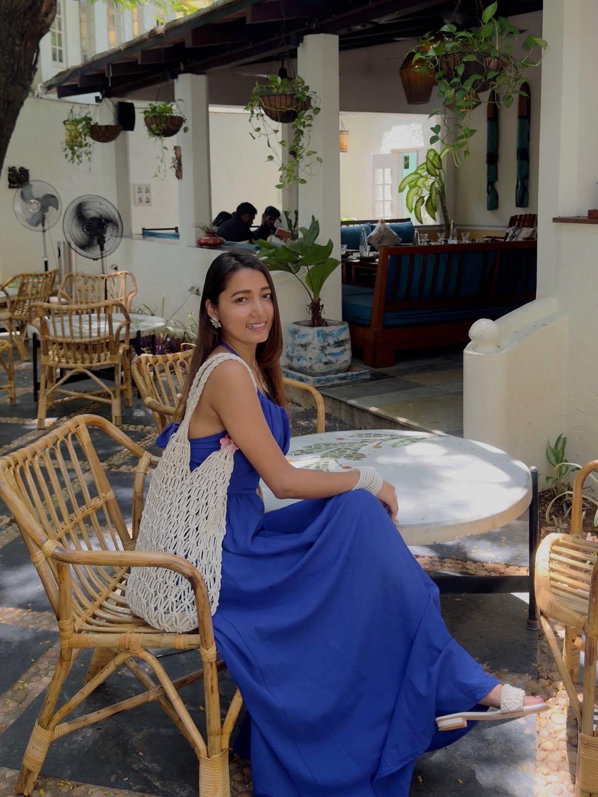 Customer photo 2 of Backless Halter Neck Maxi Dress in Surf Blue