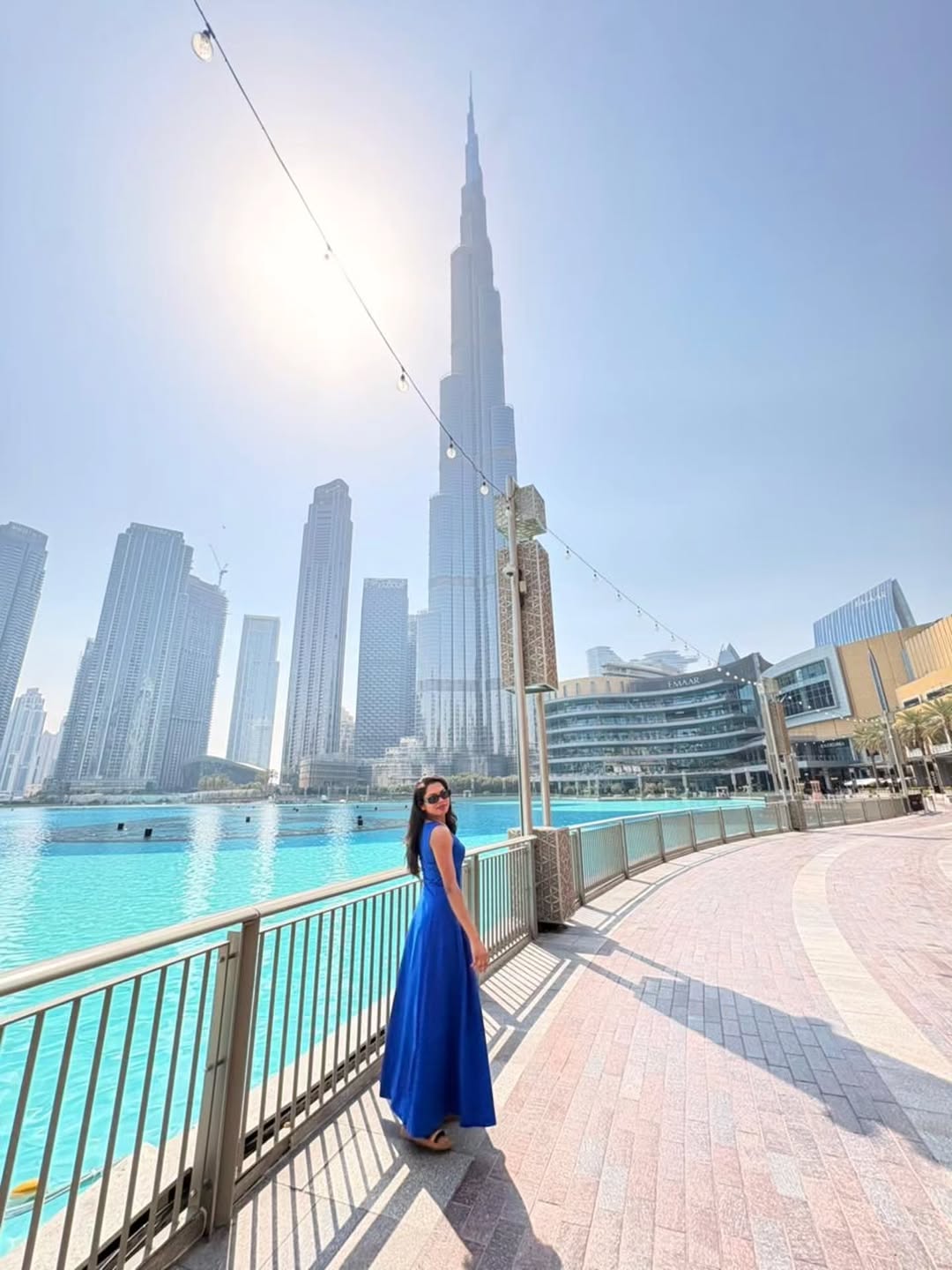 Customer photo 3 of Fit and Flare Square Neck Sleeveless Maxi Dress in Surf Blue