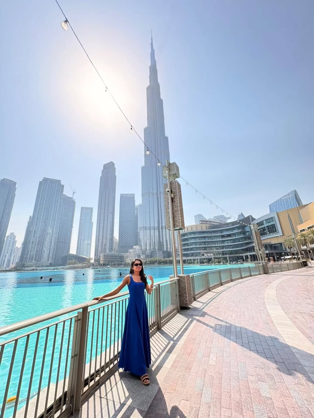 Customer photo 2 of Fit and Flare Square Neck Sleeveless Maxi Dress in Surf Blue