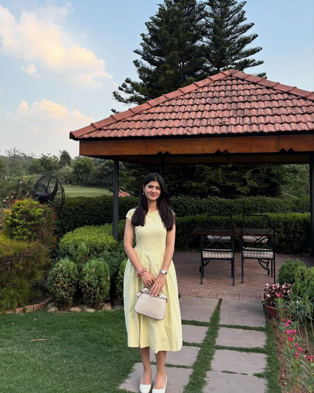 Customer photo 2 of Cap Sleeve Fit & Flare A-Line Midi Dress in Vanilla