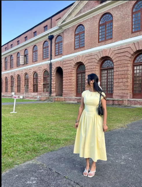 Customer photo 6 of Cap Sleeve Fit & Flare A-Line Midi Dress in Vanilla
