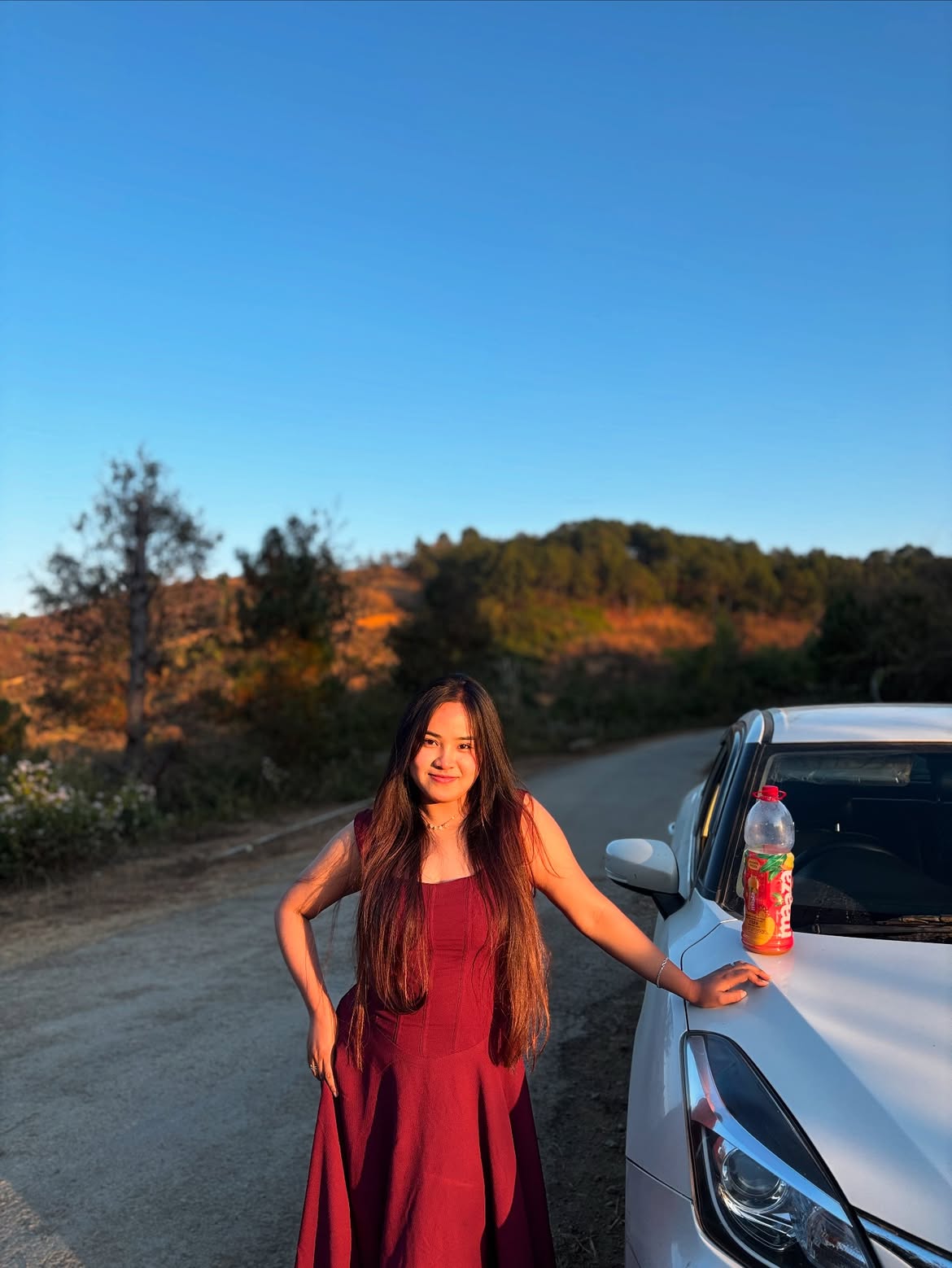Customer photo 1 of Square Neck Flared Burgundy Maxi Dress