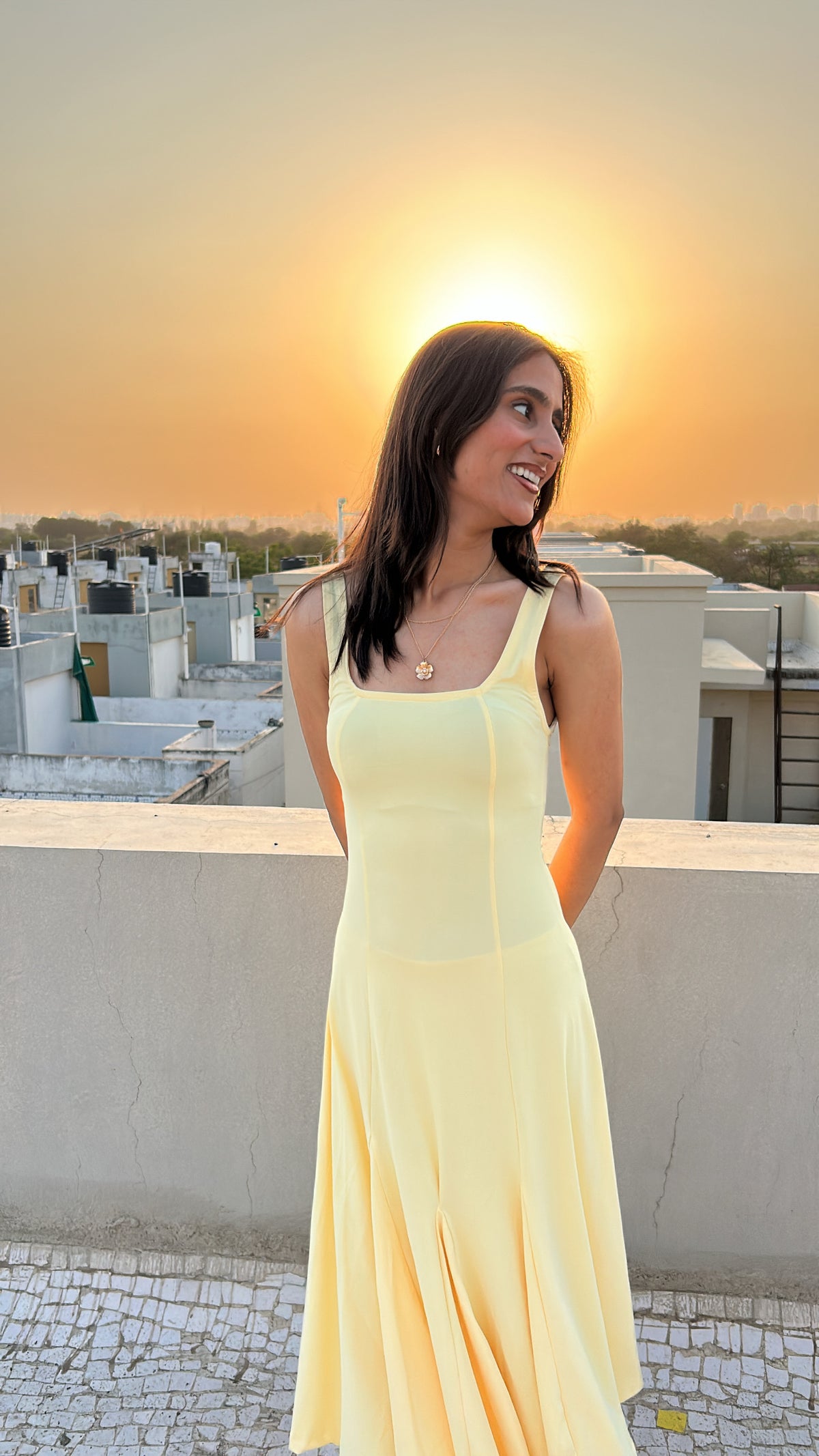 Customer photo 2 of Sleeveless Fit and Flare Dress in Vanilla