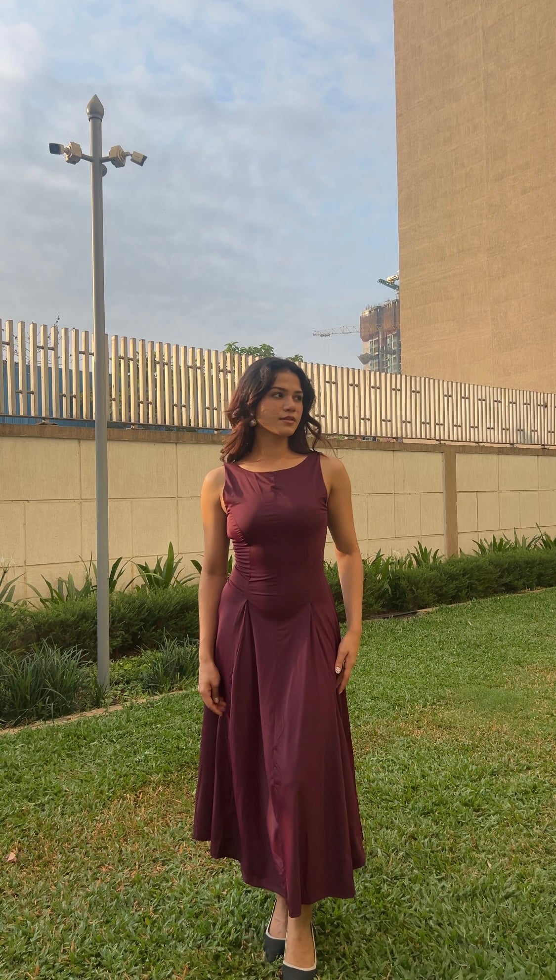 Customer photo 1 of Sleeveless Red A Line Midi Dress