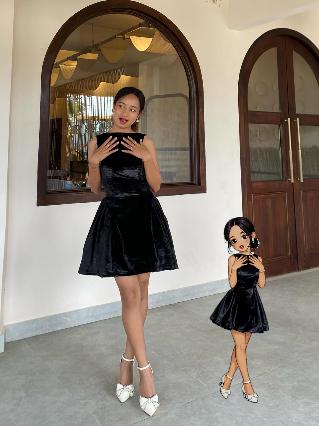 Customer photo 2 of Backless Bow Detail Midi Dress in Black