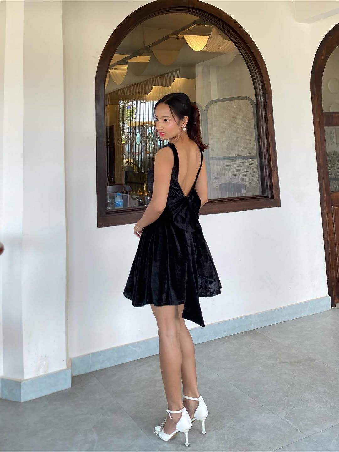 Customer photo 1 of Backless Bow Detail Midi Dress in Black