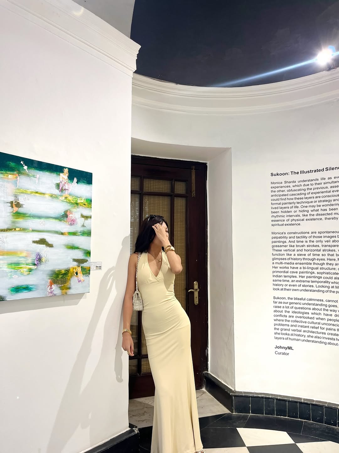 Customer photo 3 of Deep V Neck Halter Backless Maxi Dress in Vanilla