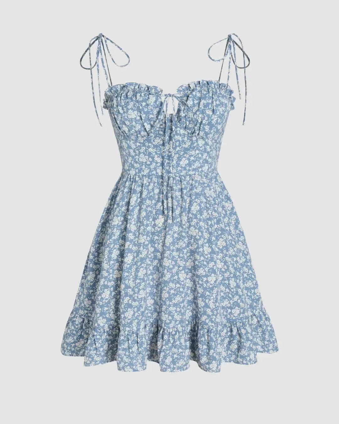 ditsy floral tie shoulder mini dress ZAFUL Tie Shoulder Ditsy Print Mini Dress In MULTI