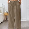 Drawstring Waist Loose Pocket Pants in Brown Front View For Women | Littlebox India