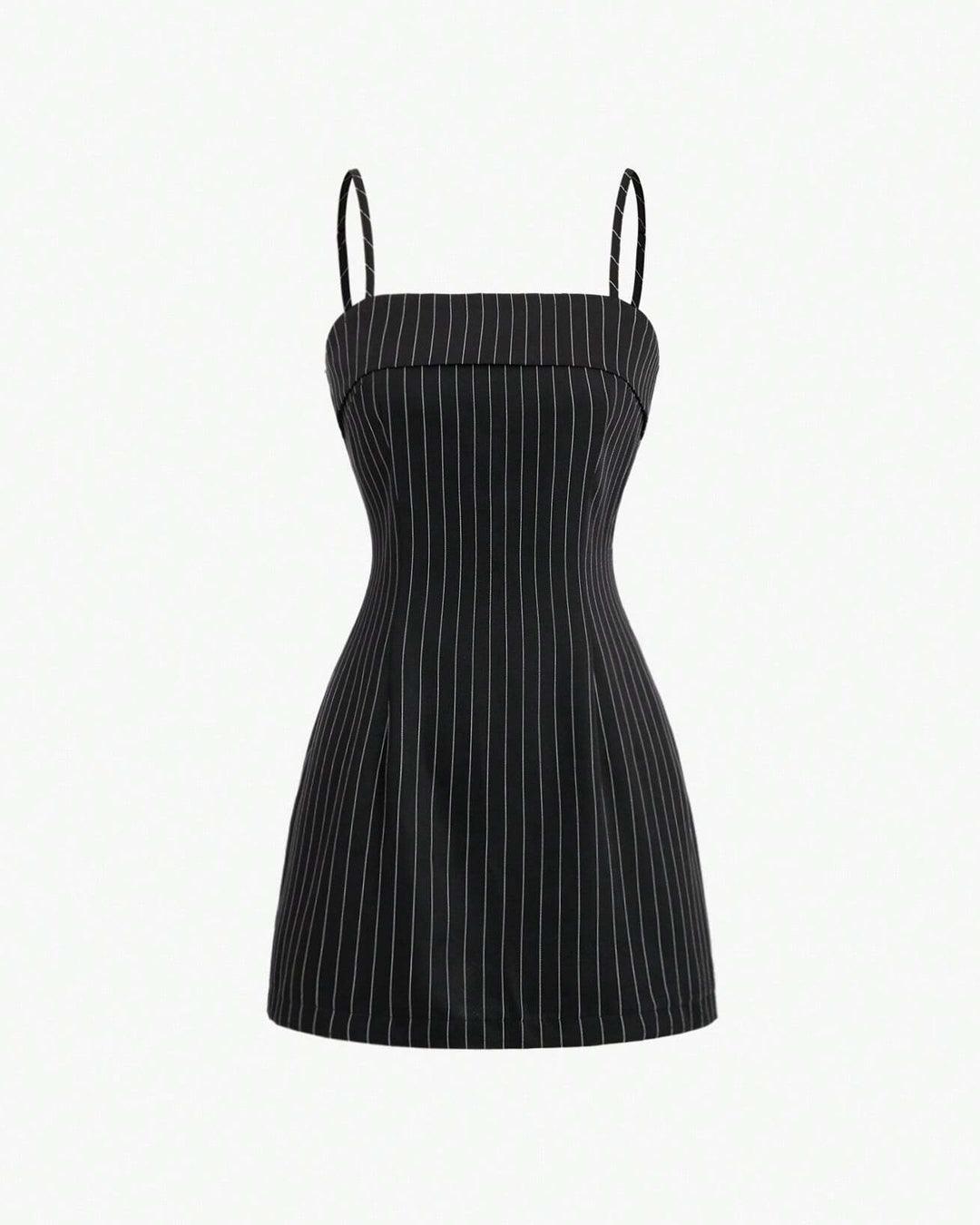 spaghetti strap dress with shirt Striped Shirt & Spaghetti Strap Dress Set