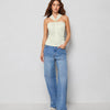 Elegant Twist Front Halter Top in Cream Front View for Women | Littlebox India