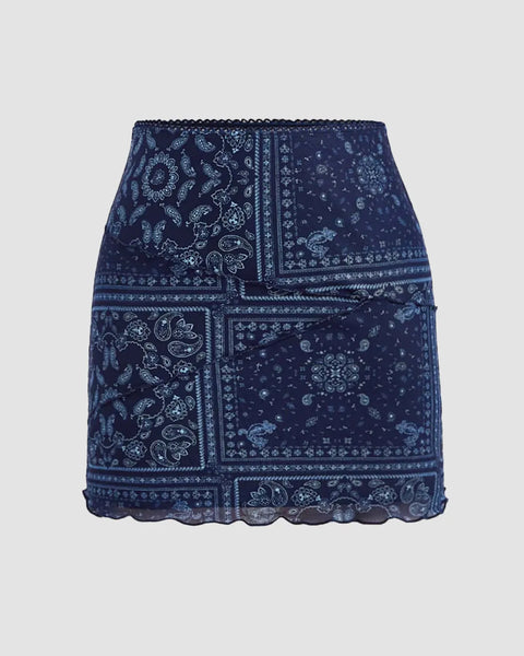 Embroidered High-Waist Mini Skirt