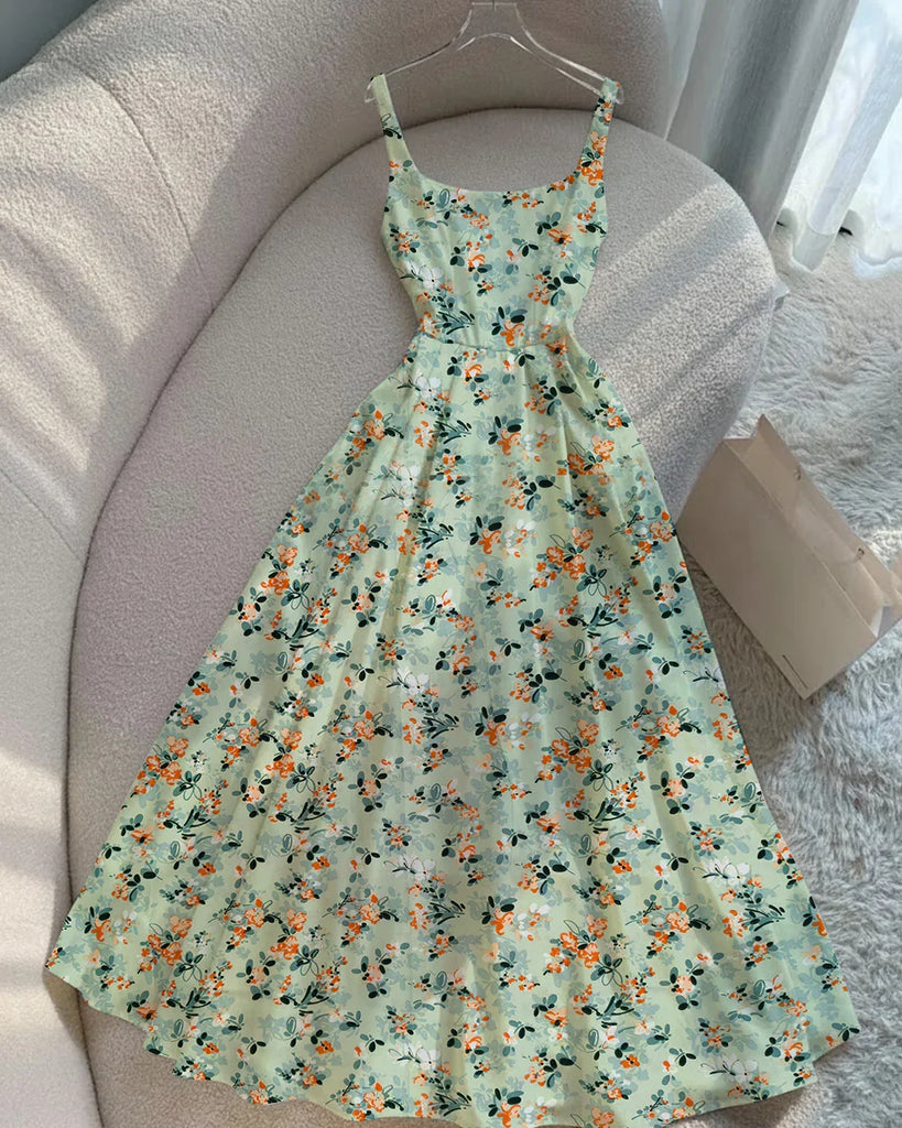 sleeveless floral sundress with sleeves Floral Fit Flare Sleeveless Midi Dress