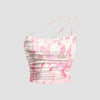Floral Print Asymmetrical Spaghetti Strap Crop Top Front View For Women | Littlebox India