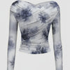 Floral Print Mesh Long Sleeve Fitted Top in Multi Front View For Women | Littlebox India