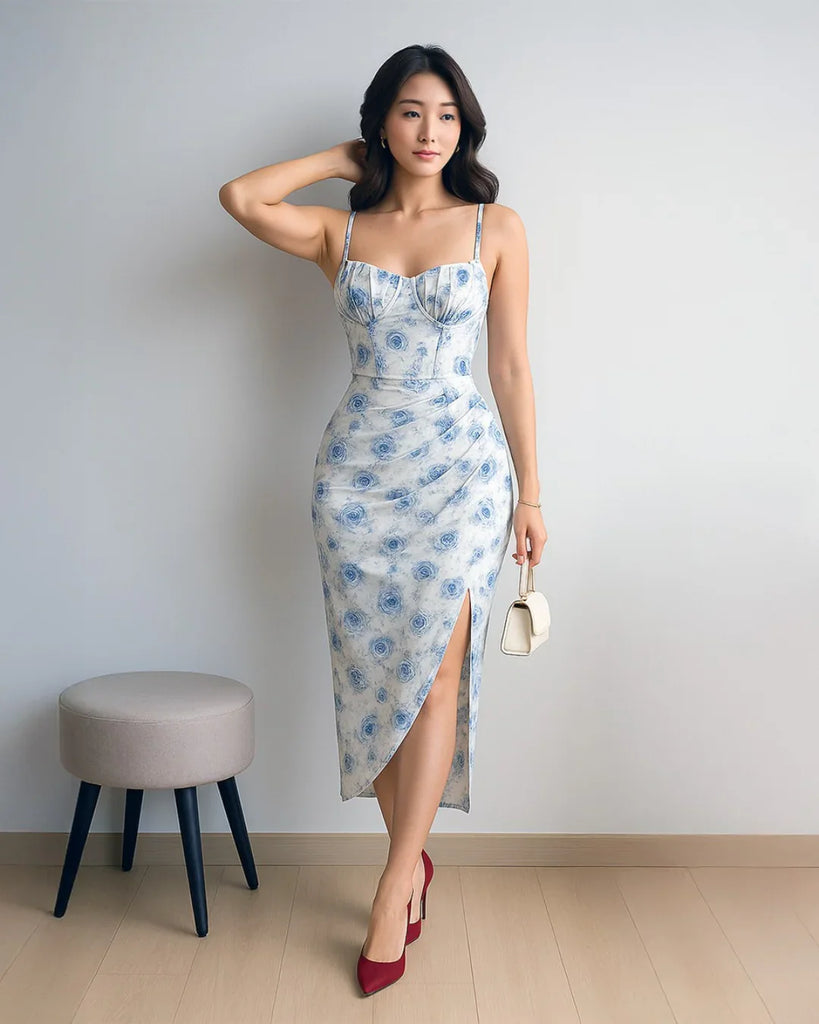 sachin and babi light blue dress Empire silhouette main image 0