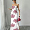 Floral Print Strapless Bodycon Maxi Dress Front View for Women | Littlebox India