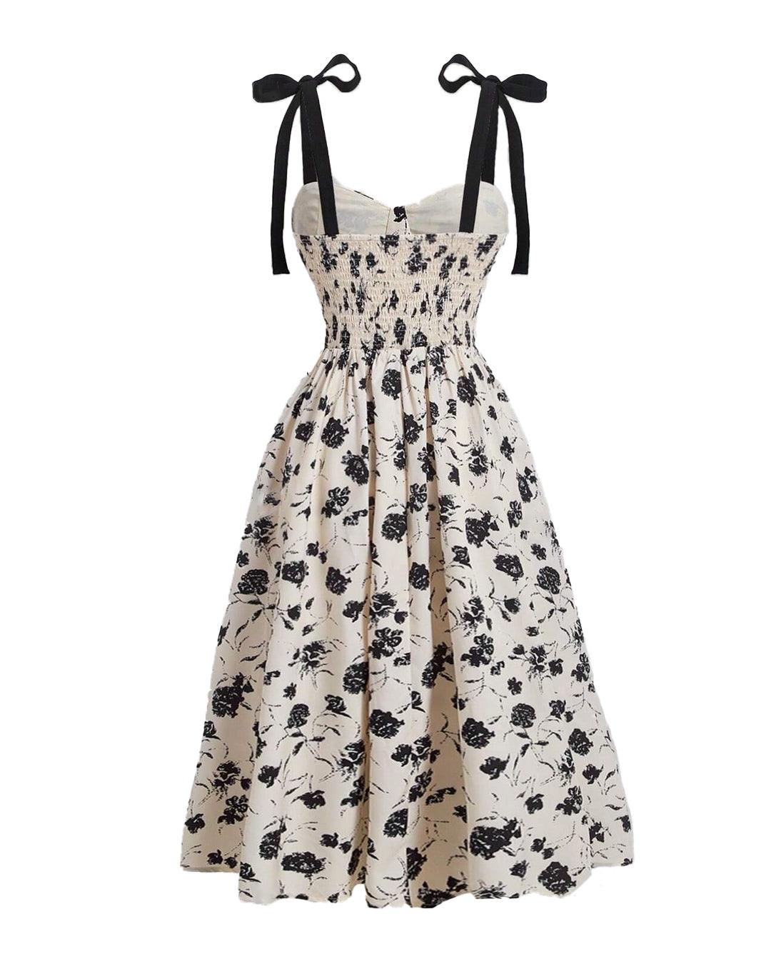 Floral Print Tie Waist Cami Midi Dress