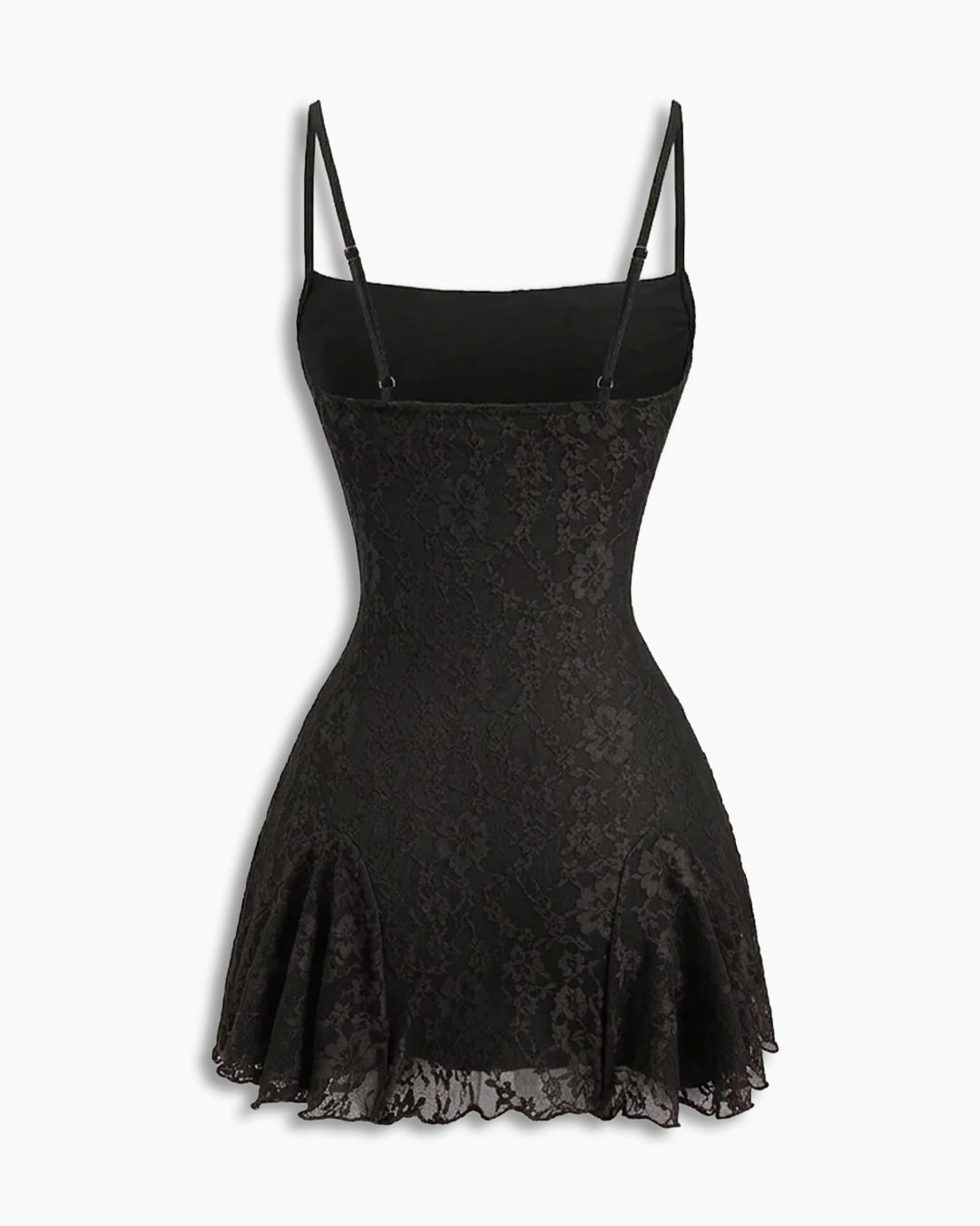 Floral Textured Spaghetti Bodycon Mini Dress in Black- Littlebox India