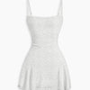 Floral Textured Spaghetti Strap Bodycon Mini Dress in Classic White Front View for Women | Littlebox India