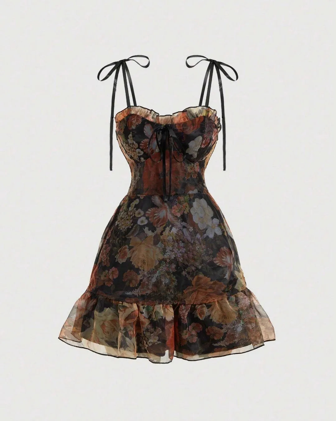mens casual dress slacks Floral Tiered Corset Gown With Detachable Skirt