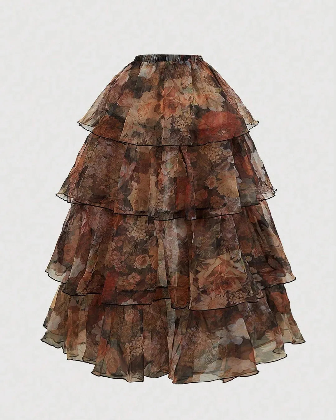 Floral Tiered Corset Gown With Detachable Skirt
