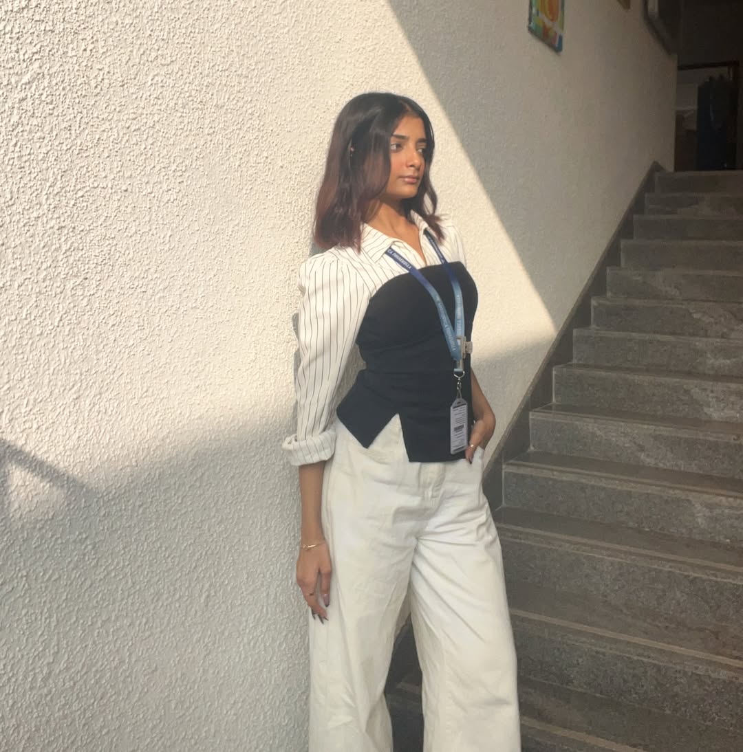 Customer photo 3 of Formal Collared V Neck Long Sleeve Shirt in Black and White