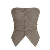 Grey front button solid rib tube top for women, featuring a stylish design with buttons along the front.