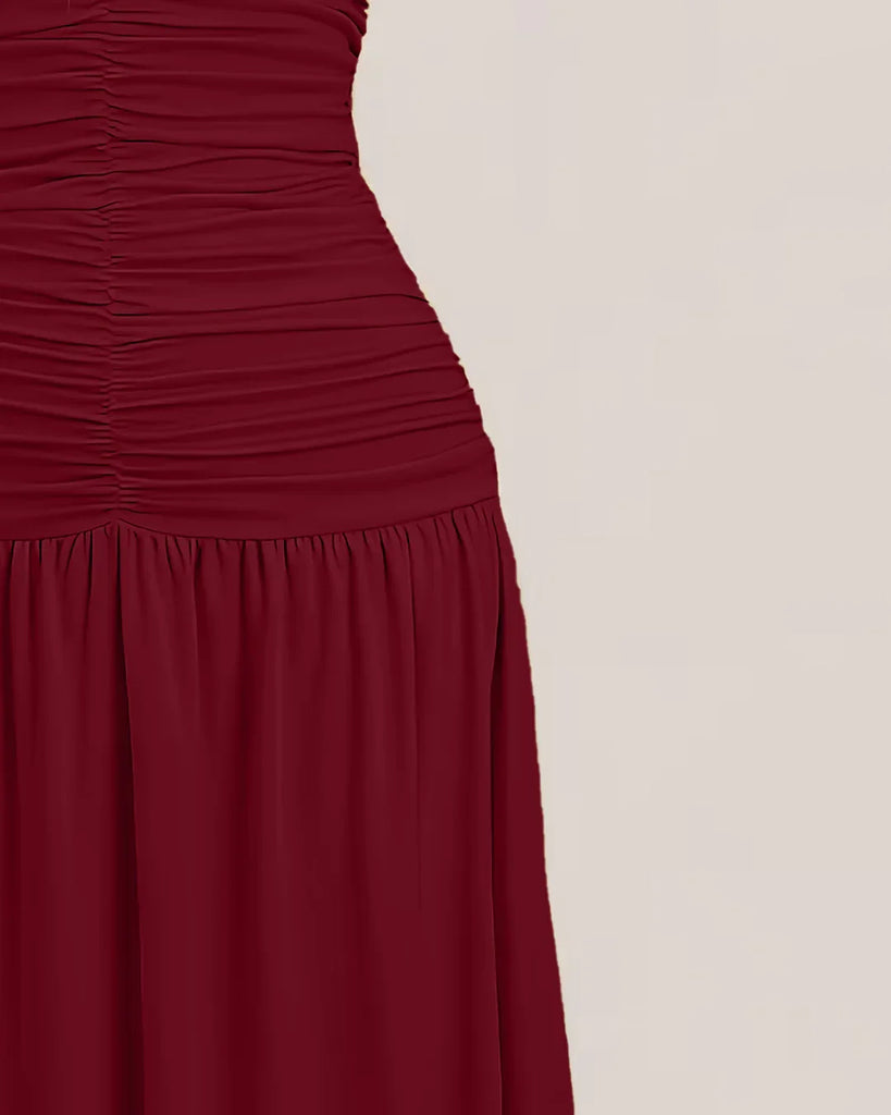 Maroon Halter Neck Backless Maxi Dress – Littlebox India