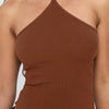 Halter Neck Backless Knit Top in Burnt Orange Front View For Women | Littlebox India