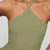 Halter Neck Backless Knit Top in Sage Front View for Women | Littlebox India
