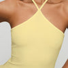 Halter Neck Backless Knit Top in Vanilla Front View for Women | Littlebox India