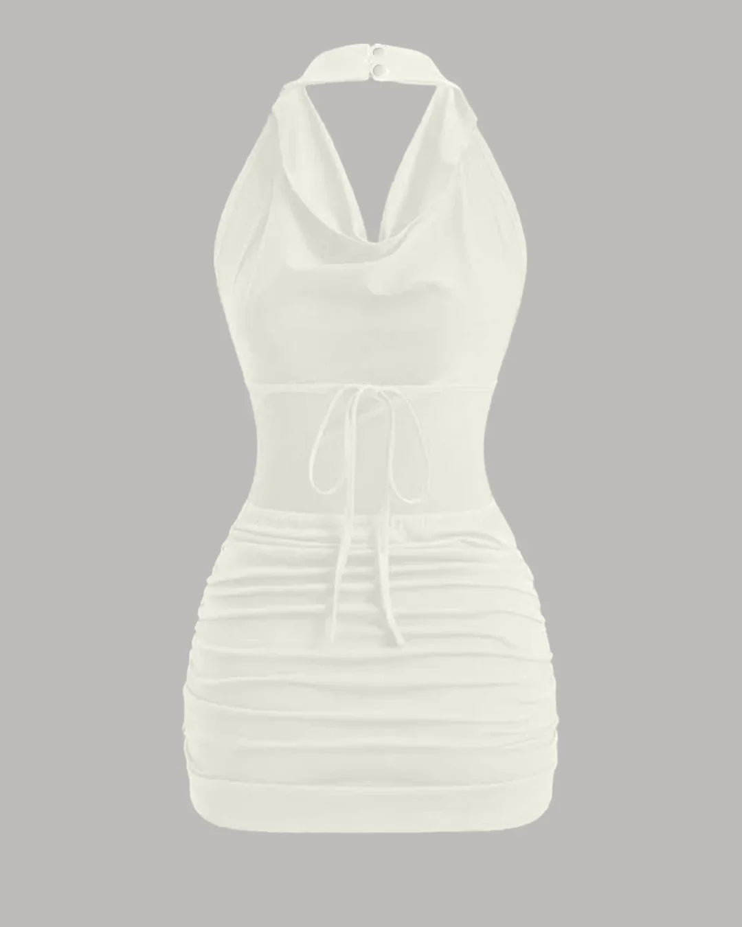 Milky White Halter Neck Bodycon Mini Dress – Littlebox India