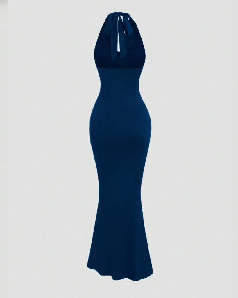 Bodycon Party Wear Maxi Dress in Navy Blue