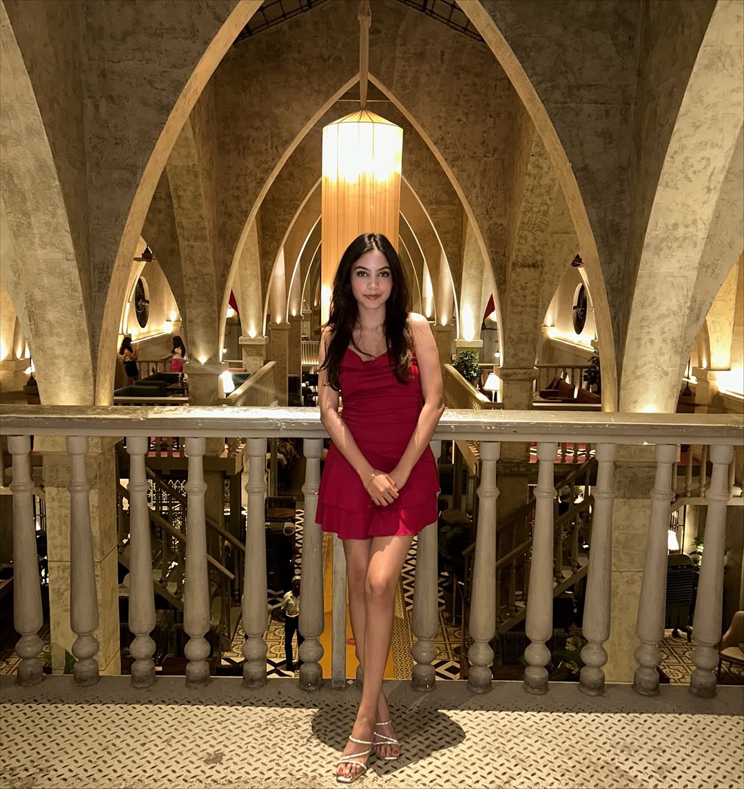 Customer photo 3 of Halter Neck Mini Dress with Ruffle Hem in Maroon