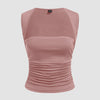 Halter Neck Ruched Crop Top In Rose Pink Front View For Women | Littlebox India