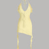Halter Neck Ruffle French Vanilla Mini Dress Front View for Women | Littlebox India