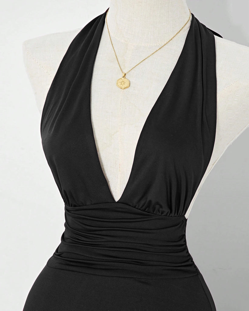 Black Halter Neck Mini Dress